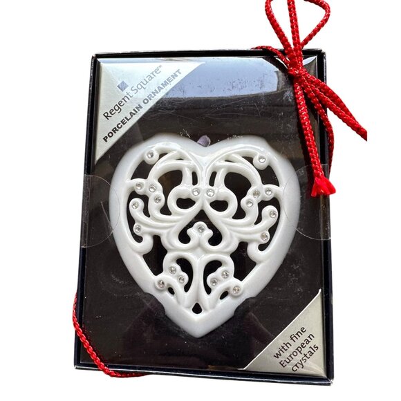 Regent Square Heart Shaped Porcelain Ornament European Crystals New Valentine - Picture 1 of 10